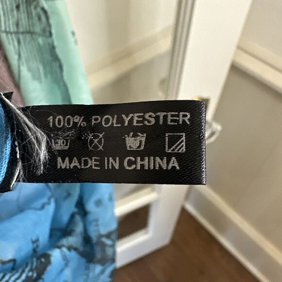 Map Print Infinity Scarf Aqua Green Pink Lightweight - Picture 7 of 10